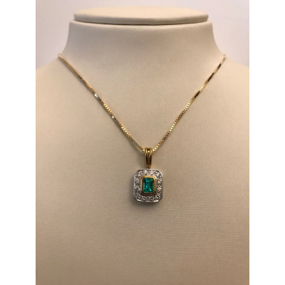 Collier Oro Giallo Con Smeraldo e Diamanti